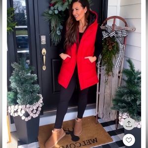 Long Red Puffer Vest ❤️